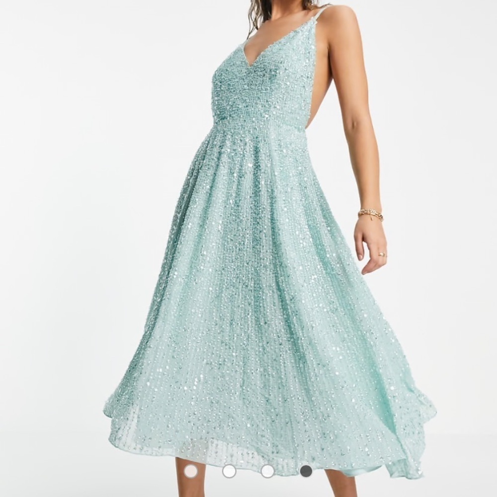 ASOS Edition Embelished Cami Midi Prom Dress in Seafoam - Size 4